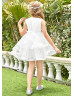 Beaded Ivory Lace Tulle Layered Flower Girl Dress With Horsehair Hem